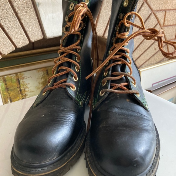 Vintage Honcho Black Leather Logger Boots Made in R.O.C. Mens 9.5 main image 4